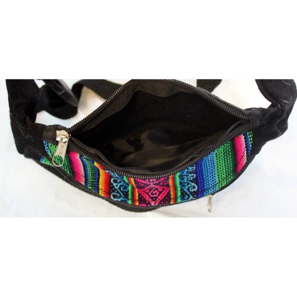 Peruvian Lined Waist Bag Bum Moon Fanny Hip Pack Native Textile Cross Body Unise - Picture 4 of 6